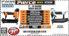 Harbor Freight Coupon PIERCE 18 GAUGE PROFESSIONAL HARDWOOD BRAD NAILER Lot No. 64255 Expired: 6/19/19 - $39.99