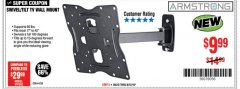 Harbor Freight Coupon ARMSTRONG 17 IN. TO 42 IN. SWIVEL/TILT TV WALL MOUNT Lot No. 64238 Expired: 8/12/18 - $9.99