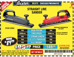 Harbor Freight Coupon BAXTER PROFESSIONAL STRAIGHT LINE AIR SANDER Lot No. 63994 Expired: 4/30/19 - $89.99