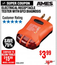 Harbor Freight Coupon AMES INSTRUMENTS NONCONTACT VOLTAGE TESTER Lot No. 63919 Expired: 8/11/19 - $3.99