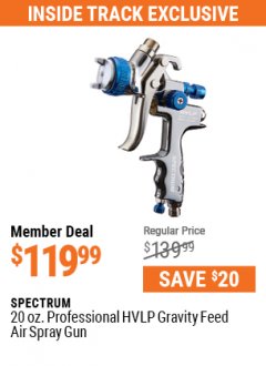 Harbor Freight ITC Coupon SPECTRUM PREMIUM HVLP GRAVITY-FEED AIR SPRAY GUN WITH SIDE FAN CONTROL Lot No. 64823/64824 Expired: 5/31/21 - $119.99