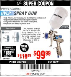 Harbor Freight Coupon SPECTRUM PREMIUM HVLP GRAVITY-FEED AIR SPRAY GUN WITH SIDE FAN CONTROL Lot No. 64823/64824 Expired: 4/21/19 - $99.99