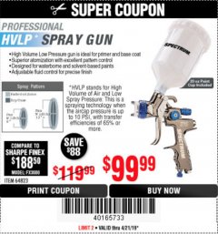 Harbor Freight Coupon SPECTRUM PREMIUM HVLP GRAVITY-FEED AIR SPRAY GUN WITH SIDE FAN CONTROL Lot No. 64823/64824 Expired: 4/21/19 - $99.99