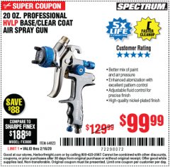 Harbor Freight Coupon SPECTRUM PREMIUM HVLP GRAVITY-FEED AIR SPRAY GUN WITH SIDE FAN CONTROL Lot No. 64823/64824 Expired: 2/16/20 - $99.99