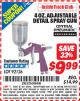 Harbor Freight ITC Coupon CENTRAL PNEUMATIC 4 OZ. ADJUSTABLE DETAIL AIR SPRAY GUN, 0.6 MM NOZZLE Lot No. 92126 Expired: 4/30/15 - $9.99
