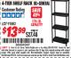 Harbor Freight ITC Coupon U.S. GENERAL 4-TIER SHELF, 23 IN. X 12 IN. X 52 IN. Lot No. 91883 Expired: 7/31/16 - $13.99