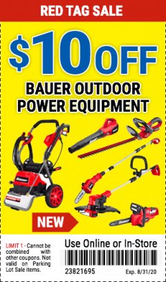 Harbor Freight Coupon BAUER 20V CORDLESS POLE SAW - TOOL ONLY Lot No. 64996 Expired: 8/31/20 - $10.99