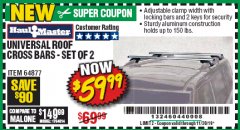 Harbor Freight Coupon HAUL-MASTER ROOFTOP CROSS BARS, SET OF 2 Lot No. 64877 Expired: 11/30/19 - $59.99