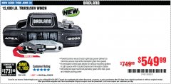 Harbor Freight Coupon BADLAND APEX 12,000 LB. WINCH WITH SYNTHETIC ROPE AND WIRELESS REMOTE Lot No. 56385 Expired: 6/30/20 - $549.99