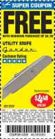 Harbor Freight FREE Coupon GORDON UTILITY KNIFE Lot No. 3359 Expired: 1/27/16 - FWP