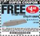 Harbor Freight FREE Coupon GORDON UTILITY KNIFE Lot No. 3359 Expired: 7/31/16 - FWP