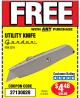 Harbor Freight FREE Coupon GORDON UTILITY KNIFE Lot No. 3359 Expired: 9/25/16 - FWP