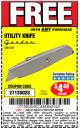 Harbor Freight FREE Coupon GORDON UTILITY KNIFE Lot No. 3359 Expired: 9/25/16 - FWP