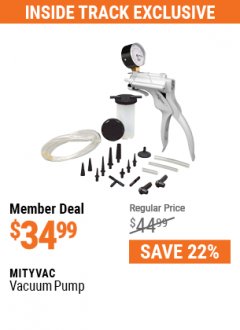 Harbor Freight ITC Coupon MITYVAC HAND VACUUM PUMP Lot No. 39522 Expired: 5/31/21 - $34.99