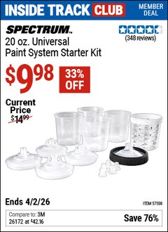 Harbor Freight ITC Coupon SPECTRUM 20 OZ. UNIVERSAL PAINT SYSTEM STARTER KIT Lot No. 57508 Dates Valid: 12/31/69 - 4/2/26 - $9.98