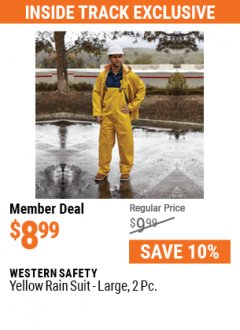 Harbor Freight Coupon WESTERN SAFETY YELLOW RAIN SUIT, 2-PIECE Lot No. 94874/94875/94876/94877 Expired: 7/1/21 - $8.99