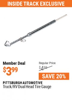 Harbor Freight ITC Coupon PITTSBURGH TRUCK/RV DUAL-HEAD TIRE GAUGE Lot No. 93905 Expired: 7/29/21 - $3.99