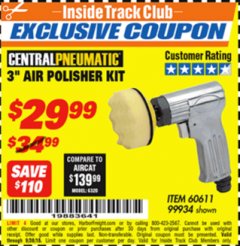 Harbor Freight ITC Coupon CENTRAL PNEUMATIC 3 IN. AIR POLISHER KIT Lot No. 60611/99934 Expired: 9/30/18 - $29.99