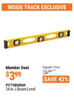 Harbor Freight ITC Coupon PITTSBURGH 24 IN. I-BEAM LEVEL Lot No. 67785 Expired: 4/29/21 - $3.99