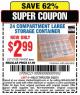 Harbor Freight Coupon STOREHOUSE 24-COMPARTMENT LARGE STORAGE CONTAINER Lot No. 94458 Expired: 3/22/15 - $2.99