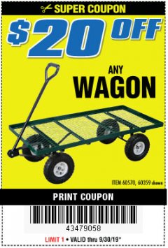 Harbor Freight PERCENT Coupon BAUER 20V CORDLESS POLE SAW - TOOL ONLY Lot No. 64996 Expired: 9/30/19 - $0